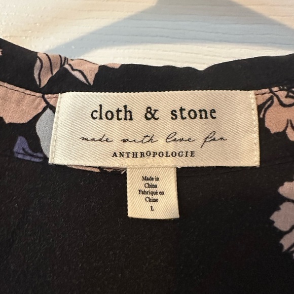 Anthropologie Cloth & Stone Black and Purple/Pink Floral Blouse - Picture 3 of 5